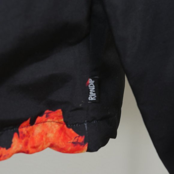 RIPNDIP Black Snap Button Hoodie Colorful Cat Flame Graphics Size Small Jacket - Picture 7 of 14